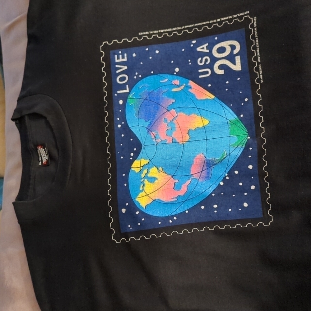 Vintage 1990 Y2K Screen Stars Best USA 29 Cents Stamp T-shirt